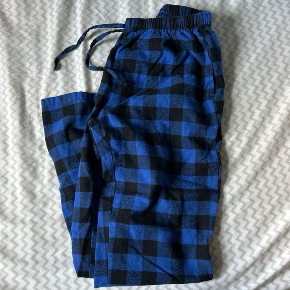 Blue and Black Checkered Plaid Pajama Pants